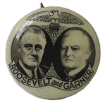 Franklin D. Roosevelt Photo Jugate Campaign Pin From Either 1932 or 1936